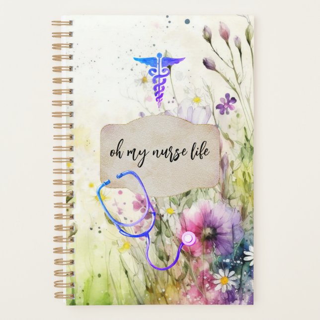 Nurse Medical Whimsical Floral Healthcare Medical  Planner (Front)