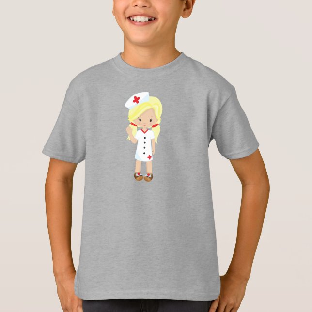 Nurse, Medicine, Doctor, Cute Girl, Blonde Hair T-Shirt (Front)