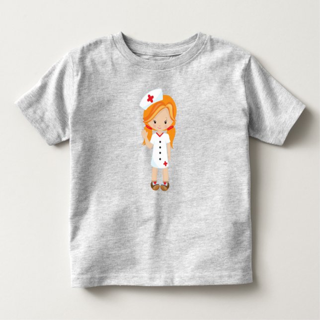 Nurse, Medicine, Doctor, Cute Girl, Orange Hair Toddler T-Shirt (Front)