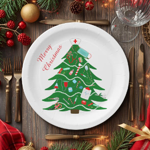 Nurse Merry Christmas Tree Paper Plate