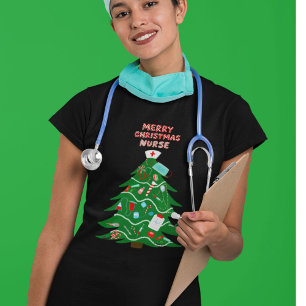 Nurse Merry Christmas Tree T-Shirt