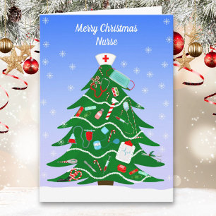 Nurse Merry Christmas Tree with Nurse's Supplies Card