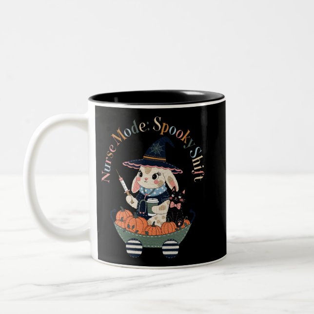Nurse Mode Spooky Shift Two-Tone Coffee Mug (Left)