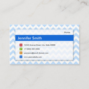 Nurse - Modern Blue Chevron Business Card