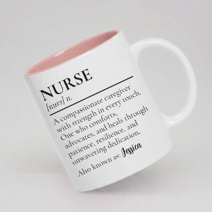Nurse Modern Script Nurse Definition with Name Two-Tone Coffee Mug