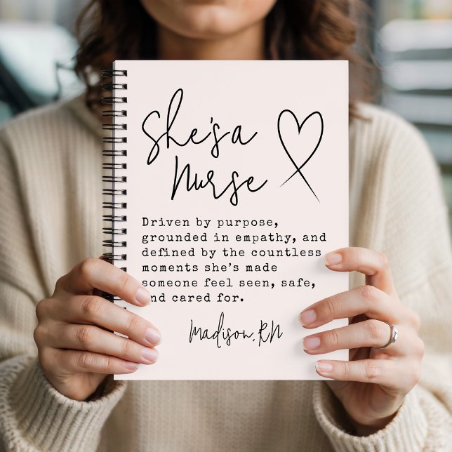 Nurse | Modern Script Registered Nurse Custom Name Notebook (Minimalist Nursing Student Journal | Personalized Healthcare Medical Coworker Notebook)