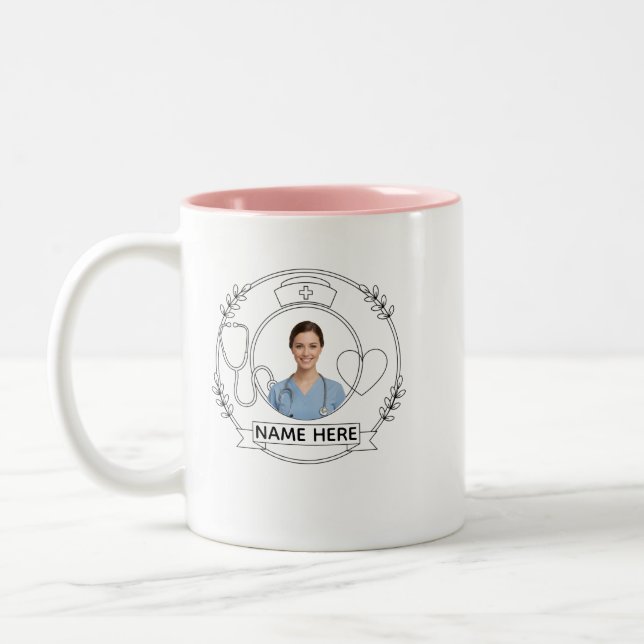 Nurse Mug Personalized Name Photo Gift (Left)