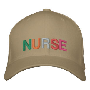nurse multicolor block font embroidered hat