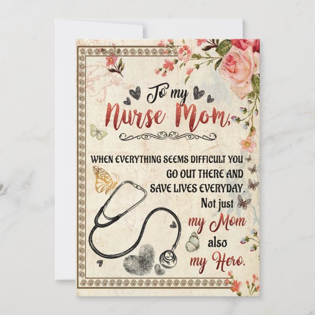 Nurse Mum Gifts | Letter To My Nurse Mum Holiday Card (Front)