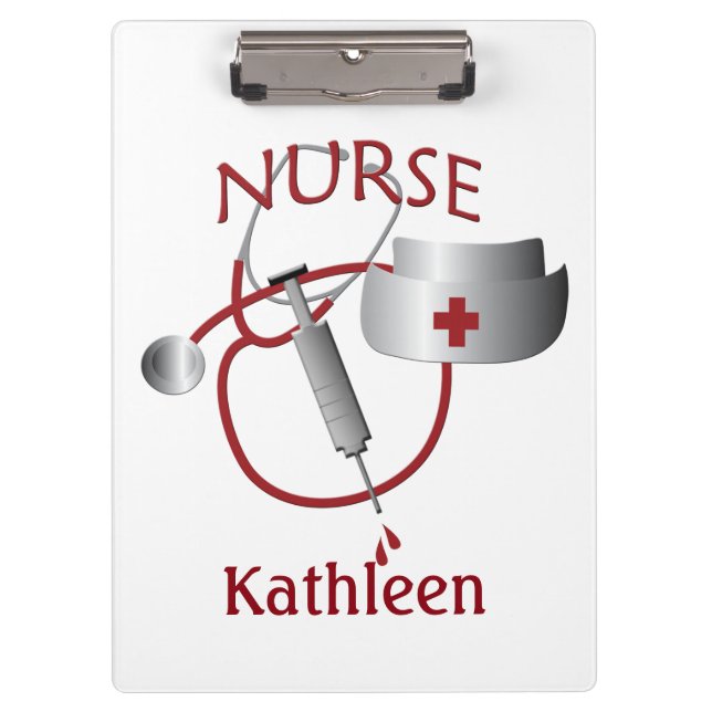 Nurse Name Nurses Cute Custom Clipboard (Front)