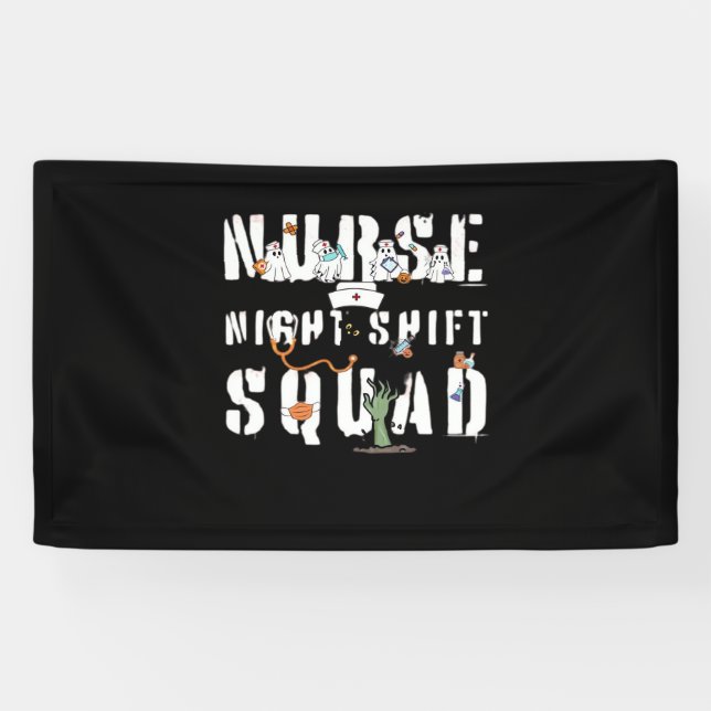 Nurse Night Shift Halloween Squad Classic T-Shirt Banner (Horizontal)