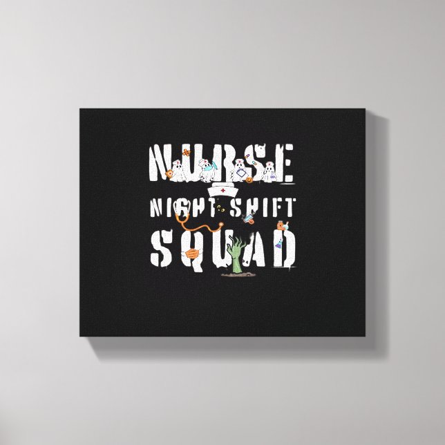 Nurse Night Shift Halloween Squad Classic T-Shirt Canvas Print (Front)
