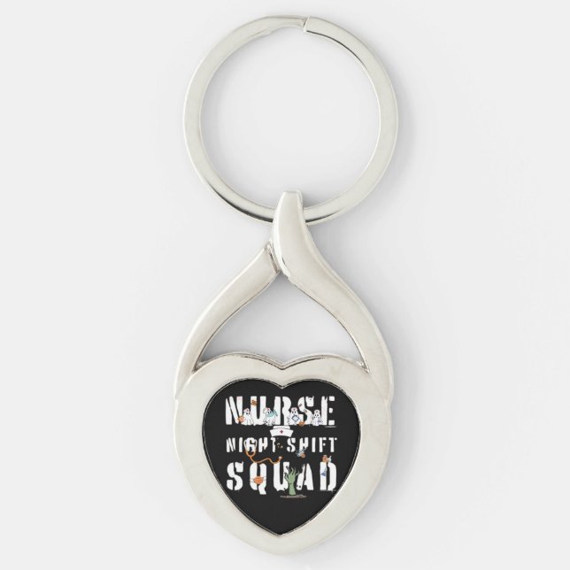 Nurse Night Shift Halloween Squad Classic T-Shirt Key Ring (Front)