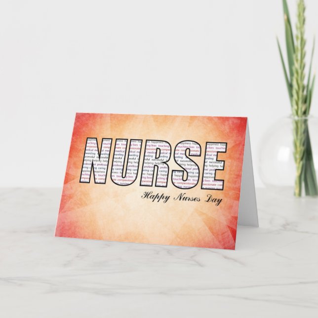 NURSE Nurses Day in Words Thank You Card (Front)
