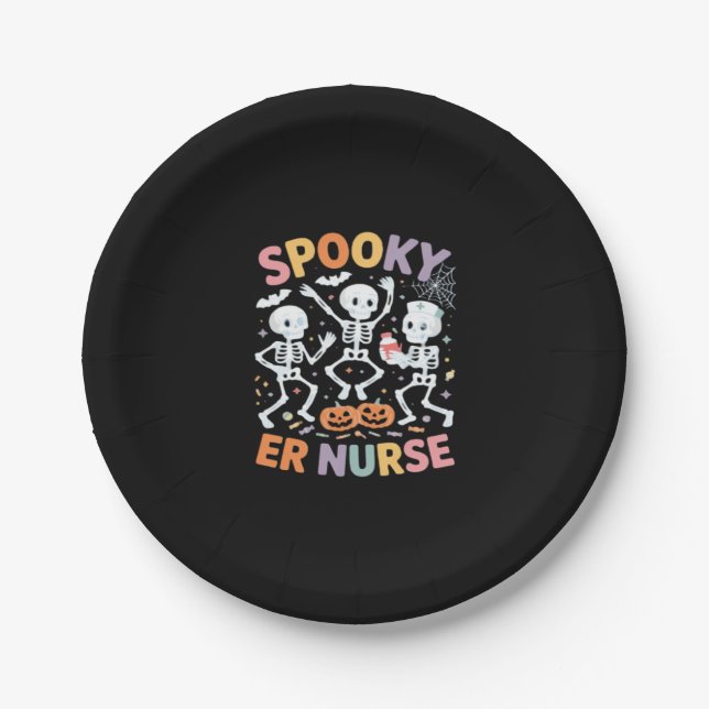 Nurse Nursing Cute Halloween Spooky Essential T-Sh Paper Plate (Front)