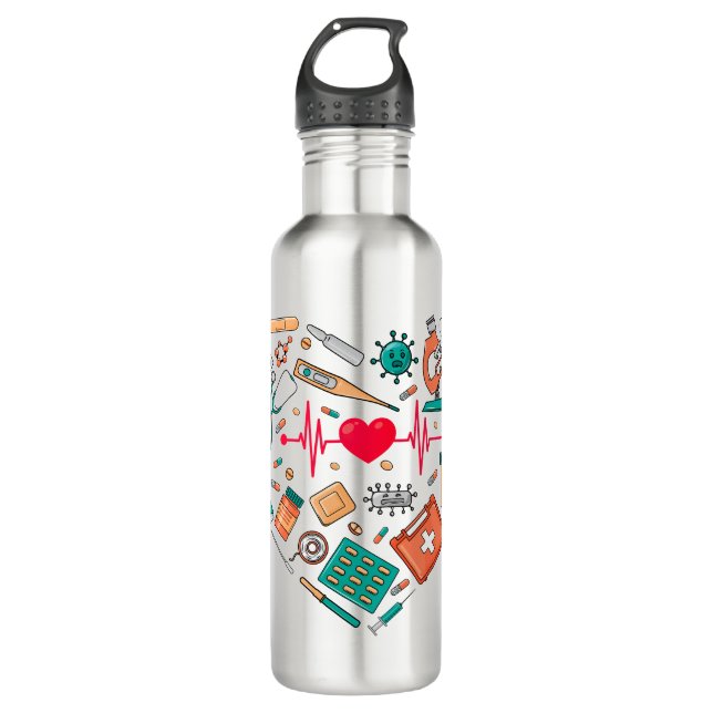 Nurse Nursing Heart Tool 710 Ml Water Bottle (Front)
