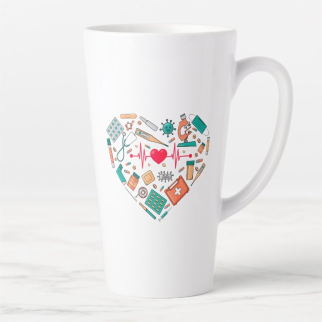 Nurse Nursing Heart Tool Latte Mug (Right)