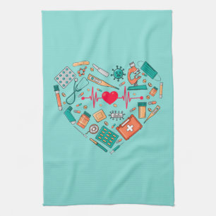 Nurse Nursing Heart Tool Tea Towel