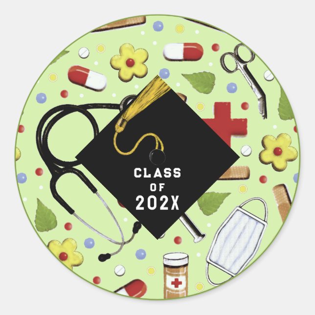 Nurse Nursing School Graduation Classic Round Sticker (Front)