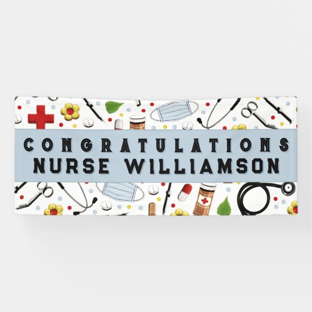 Nurse Nursing School Graduation Congrats Banner (Horizontal)