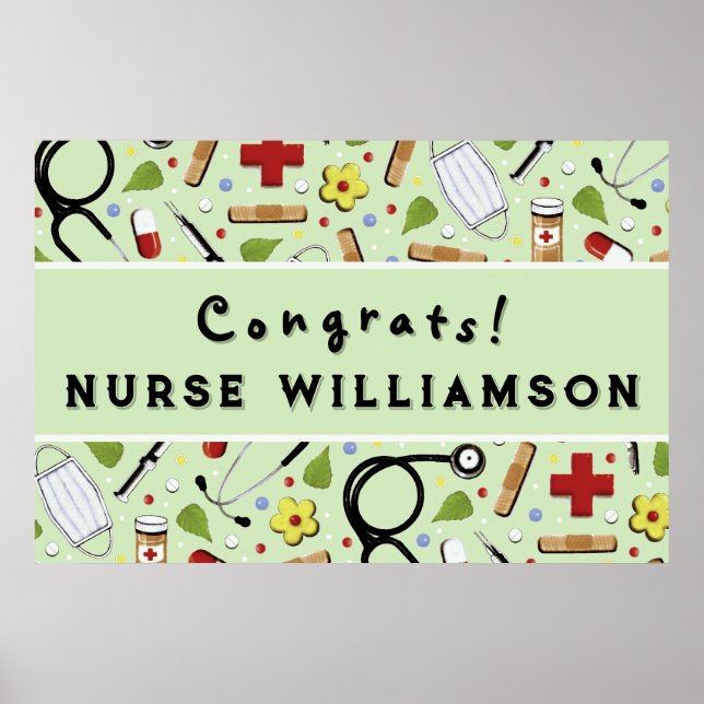 Nurse Nursing School Graduation Congrats Banner Poster (Front)