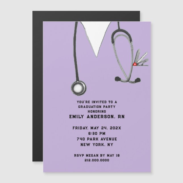 Nurse Nursing School Graduation Magnetic Invitation (Front/Back)