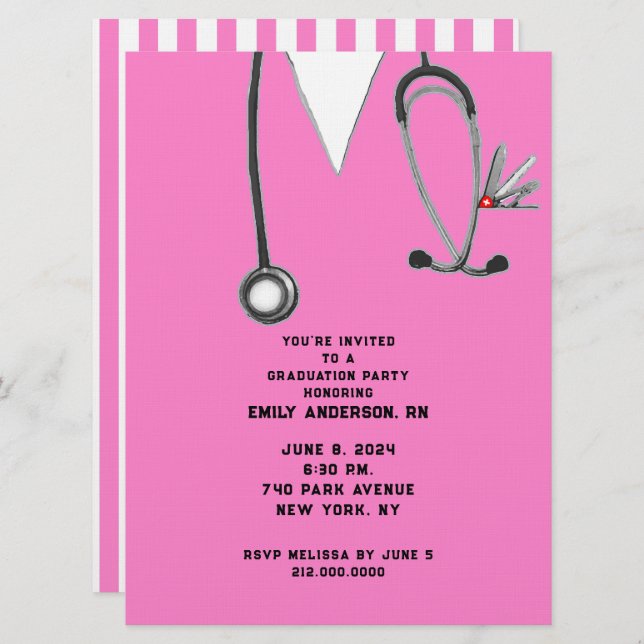 Nurse Nursing School Graduation Party Invitation (Front/Back)
