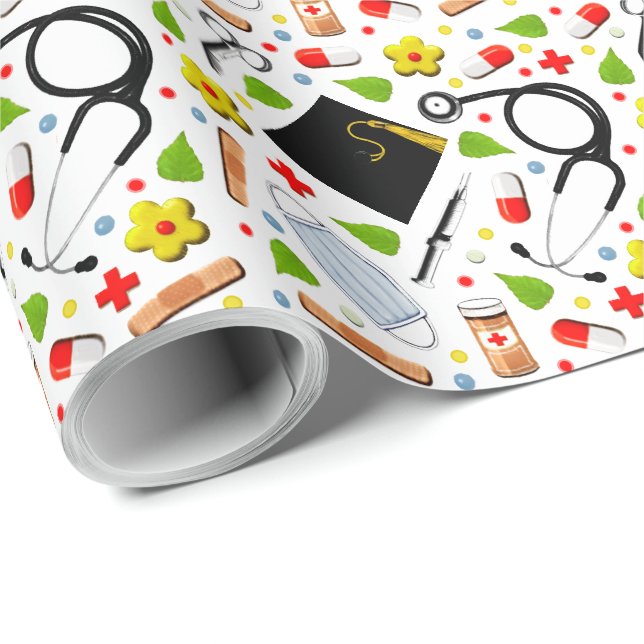 Nurse Nursing School Graduation Wrapping Paper (Roll Corner)