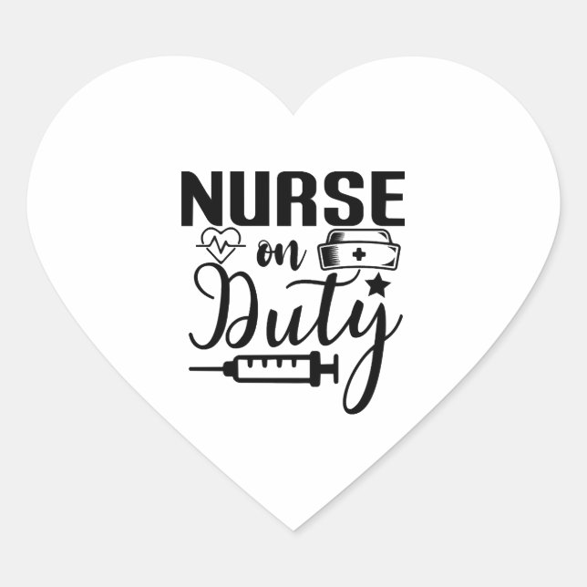 Nurse On Duty Heart Sticker (Front)