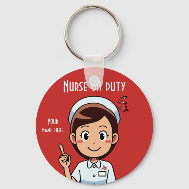 Nurse on Duty with Butterfly Key Ring (Front)