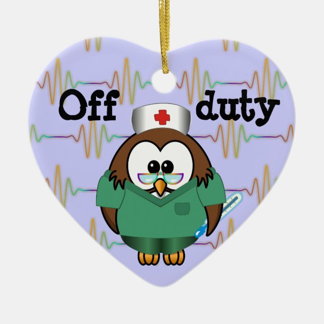 nurse owl ceramic tree decoration (Front)