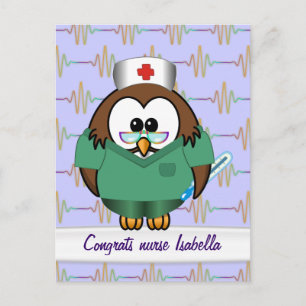 nurse owl postcard