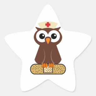 Nurse Owl (w/bandaid) Star Sticker