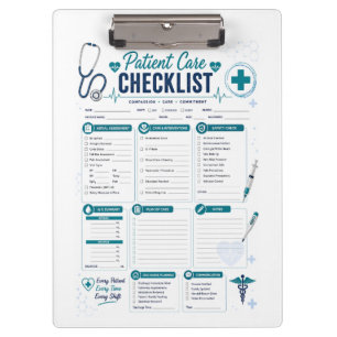 Nurse Patient Care Checklist Clipboard Organiser