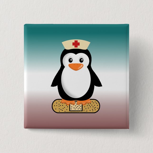 Nurse Penguin (w/Bandaid) 15 Cm Square Badge (Front)