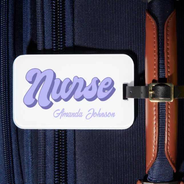 Nurse Personalised Bag Tag Purple (Front Insitu 4)