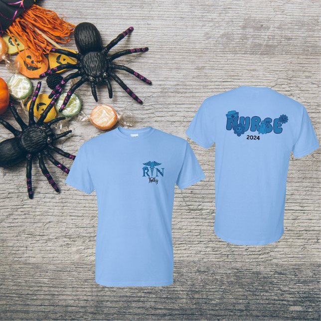   Nurse Personalised Name Date Halloween  T-Shirt (Creator Uploaded)