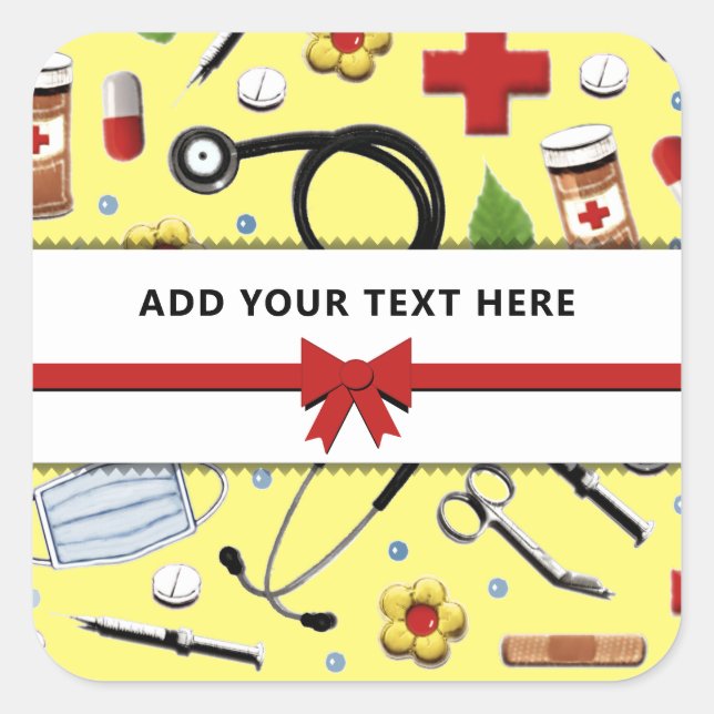 Nurse Personalised Square Sticker (Front)