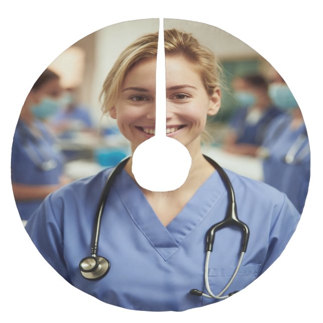 Nurse Photo Customize Personalize Brushed Polyester Tree Skirt (Front)