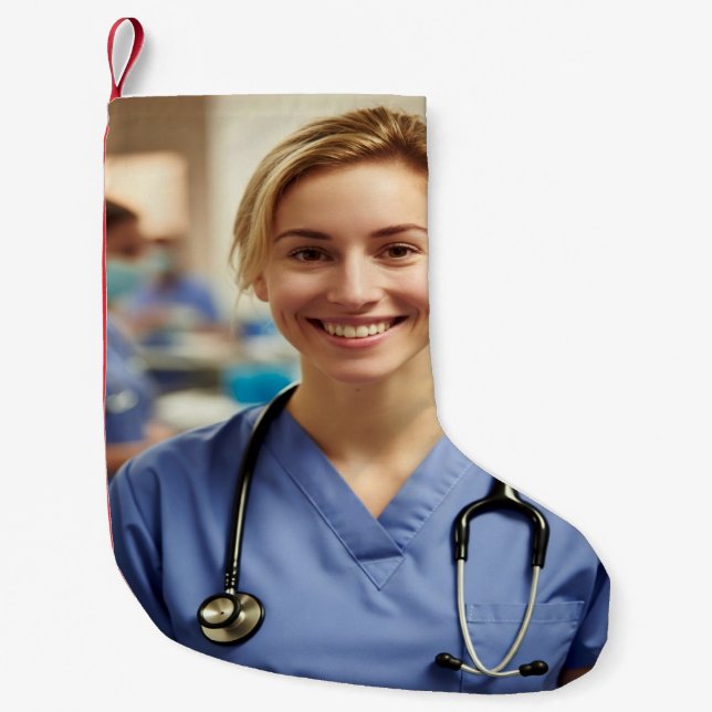 Nurse Photo Customize Personalize Small Christmas Stocking (Front)