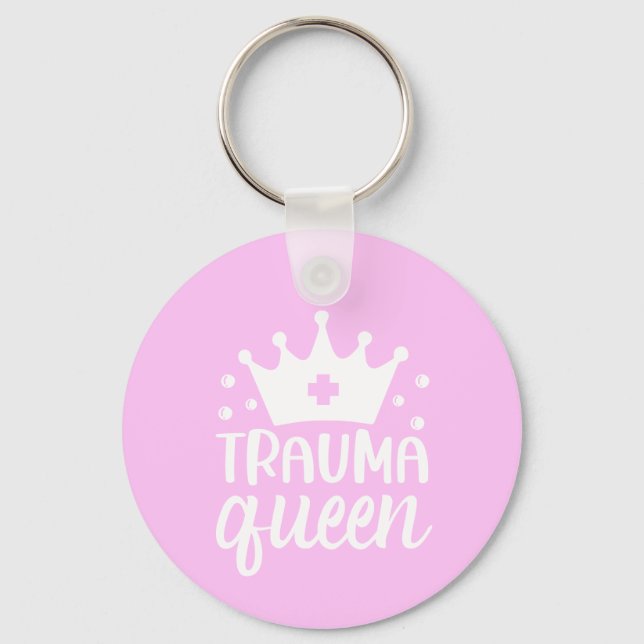 nurse pink cute gift simple crown name keychain (Front)