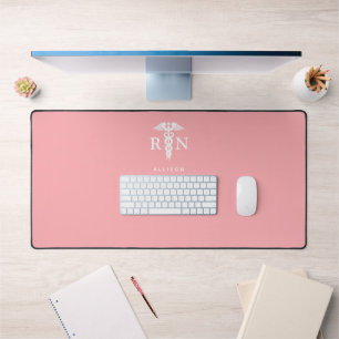 Nurse Pink Medical Caduceus Personalised Desk Mat