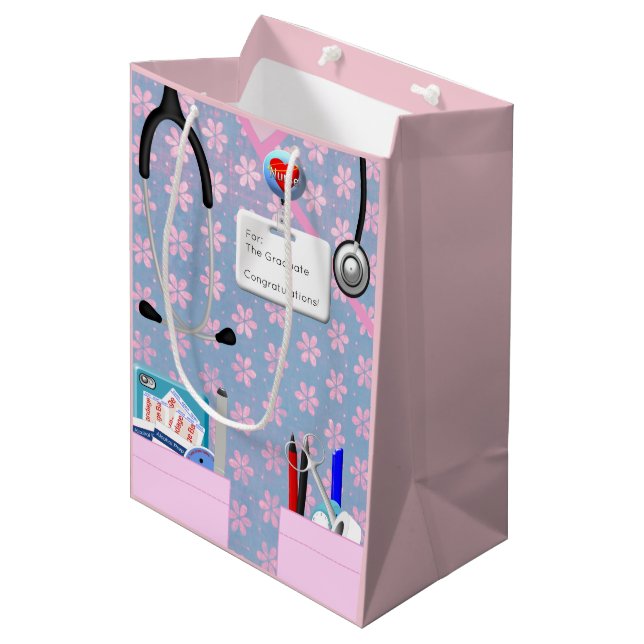 Nurse Pink Medium Gift Bag (Front Angled)