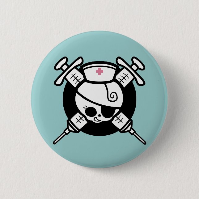 Nurse Pirate and Cross Hypos 6 Cm Round Badge (Front)