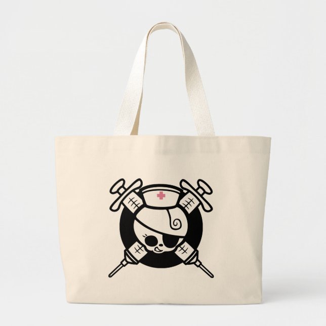 Nurse Pirate and Cross Hypos Large Tote Bag (Front)