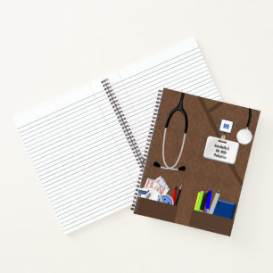Nurse Pockets In Brown Scrubs Personalised Notebook