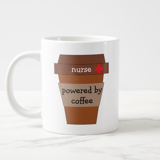 Nurse Powered By Coffee Large Coffee Mug (Left)