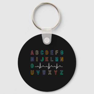 Nurse Pqrst Test Abc's Ekg Strip Alphabet Funny Nu Key Ring