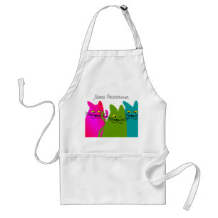 Nurse Practitioner Apron Whimsical Cats Design