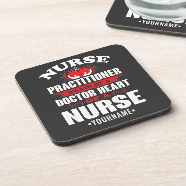 Nurse Practitioner Brains Of A Doctor Heart Of Coaster (Left Side)